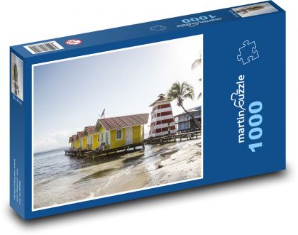 Bungalov - moře, domy - Puzzle 1000 dílků, rozměr 60x46 cm