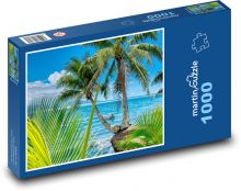 Tahiti - palmy, moře  Puzzle 1000 dílků - 60 x 46 cm