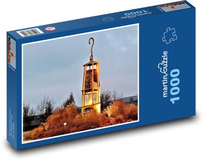 Hornická lampa - hornické světlo, večer - Puzzle 1000 dílků, rozměr 60x46 cm