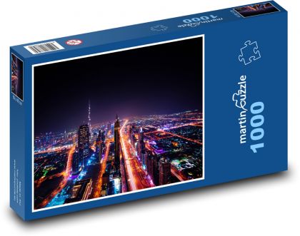 Dubaj - mrakodrap, mesto v noci - Puzzle 1000 dielikov, rozmer 60x46 cm