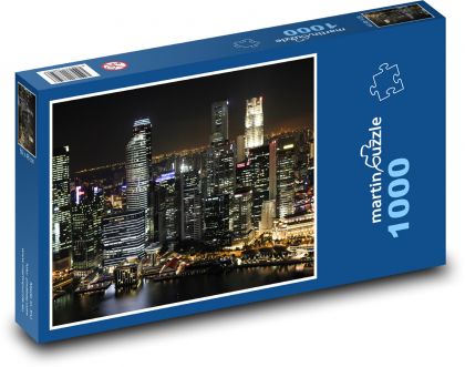 Budovy v noci - mesto, domy - Puzzle 1000 dielikov, rozmer 60x46 cm