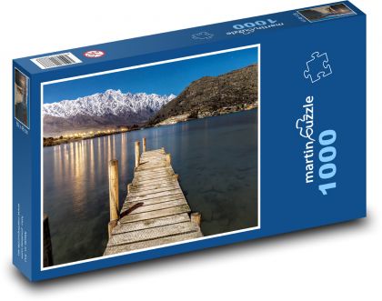 Pier at night - lake, mountains - Puzzle 1000 pieces, size 60x46 cm 