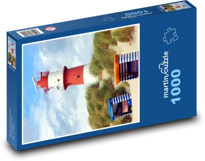 Latarnia elektryczna - plaża, piasek - Puzzle 1000 elementów, rozmiar 60x46 cm