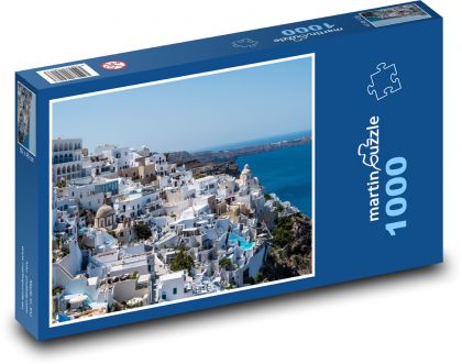 Santorini - Řecko, ostrov - Puzzle 1000 dílků, rozměr 60x46 cm