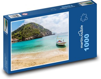 Grécko - pláž Korfu - Puzzle 1000 dielikov, rozmer 60x46 cm