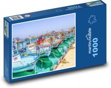 Rybářské lodě - přístav, moře Puzzle 1000 dílků - 60 x 46 cm