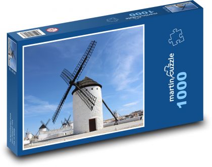 Windmühle - Stadt, Himmel - Puzzle - 1000 Teile