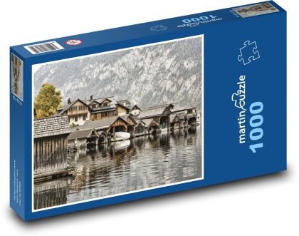 Hallstatt - Rakousko, jezero   - Puzzle 1000 dílků, rozměr 60x46 cm
