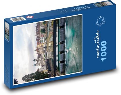 Wasserfall - Panorama, Stadt - Puzzle - 1000 Teile