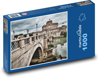 Zamek Świętego Anioła - Rzym, rzeka - Puzzle 1000 elementów, rozmiar 60x46 cm