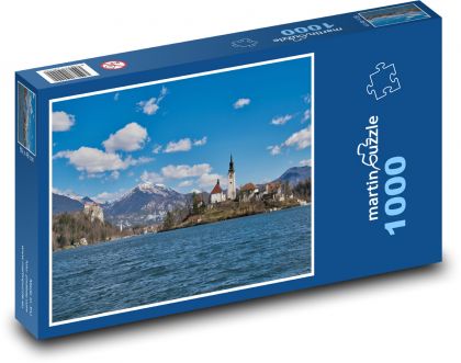 Castle - church, lake - Puzzle 1000 pieces, size 60x46 cm 