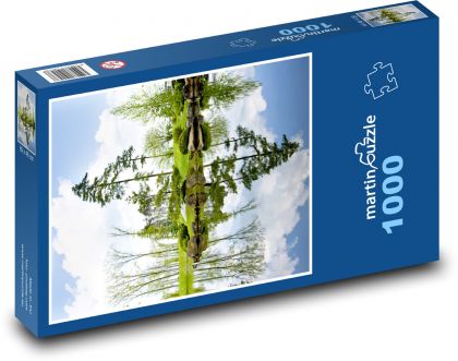 Rybník - jezero, stromy - Puzzle 1000 dílků, rozměr 60x46 cm