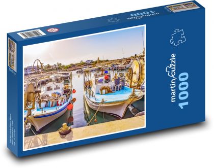 Port rybacki - morze, łodzie - Puzzle 1000 elementów, rozmiar 60x46 cm
