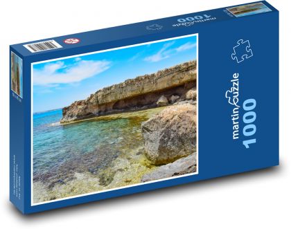 Skalnaté pobřeží - skála, pláž - Puzzle 1000 dílků, rozměr 60x46 cm