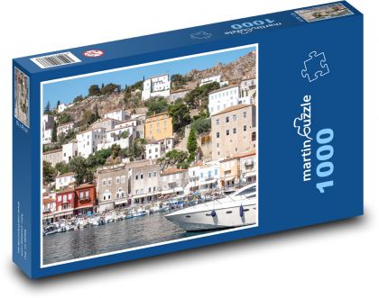 Řecko - ostrov, přístav - Puzzle 1000 dílků, rozměr 60x46 cm