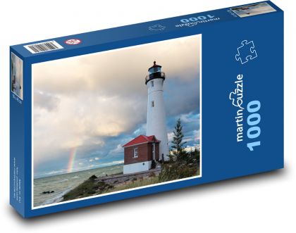 Maják - more, dúha - Puzzle 1000 dielikov, rozmer 60x46 cm