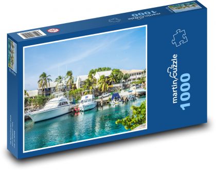 Lodě - tropický, palmy - Puzzle 1000 dílků, rozměr 60x46 cm