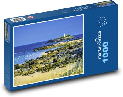 Godrevy maják, Anglie, moře - Puzzle 1000 dílků, rozměr 60x46 cm