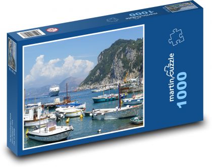 Capri - Itálie, lodě - Puzzle 1000 dílků, rozměr 60x46 cm