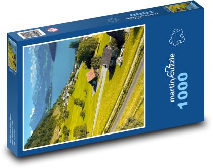 Švýcarsko - jezero, hory - puzzle 1000 dílků