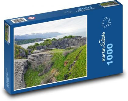Palačinkové skály - Nový Zéland, moře - puzzle 1000 dílků
