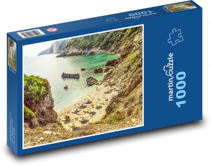Řecko - Skopelos, pláž - Puzzle 1000 dílků, rozměr 60x46 cm