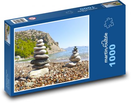 Kamienie - piramida, wybrzeże - Puzzle 1000 elementów, rozmiar 60x46 cm