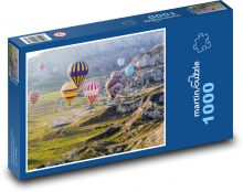Horkovzdušné balóny - příroda, hory Puzzle 1000 - 60x46 cm
