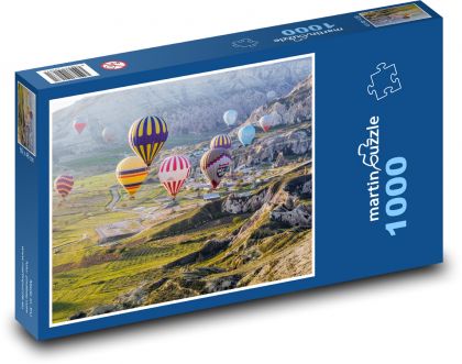 Hot air balloons - nature, mountains - Puzzle 1000 pieces, size 60x46 cm 