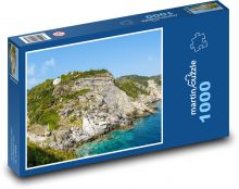 Řecko - Skopelos, skály Puzzle 1000 dílků - 60 x 46 cm