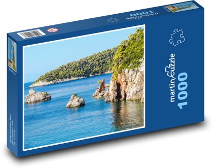 Řecko - Skopelos, moře - Puzzle 1000 dílků, rozměr 60x46 cm