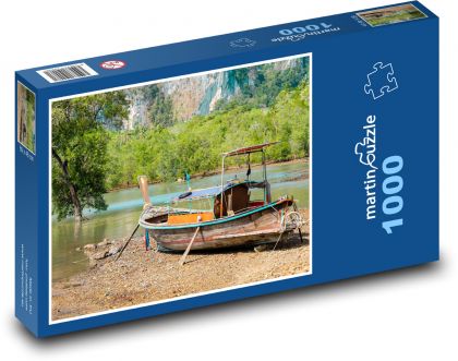 Boat - trees, nature - Puzzle 1000 pieces, size 60x46 cm 