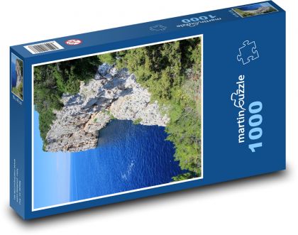 Chorvatsko - pobřeží, útes - Puzzle 1000 dílků, rozměr 60x46 cm