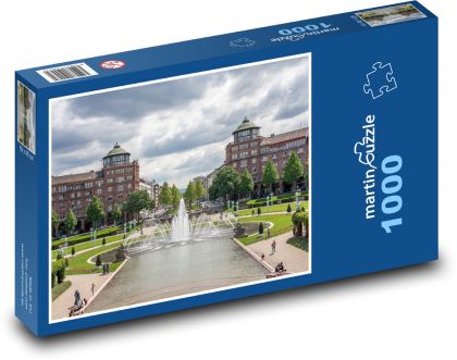 Mannheim - fontána, park - Puzzle 1000 dielikov, rozmer 60x46 cm