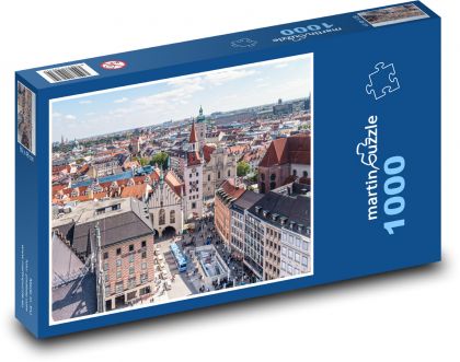 Mnichov - Marienplatz, radnice - Puzzle 1000 dílků, rozměr 60x46 cm