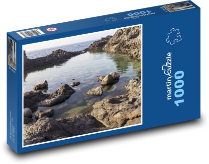 Jezioro - skały, wybrzeże - Puzzle 1000 elementów, rozmiar 60x46 cm