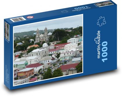Antigua - karibský ostrov, město - Puzzle 1000 dílků, rozměr 60x46 cm