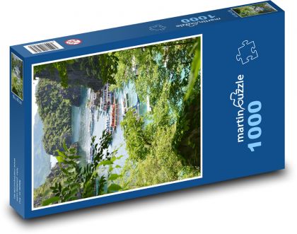 Morze - wyspa, łodzie - Puzzle 1000 elementów, rozmiar 60x46 cm
