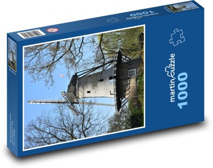 Větrný mlýn - Holandsko, stromy - puzzle 1000 dílků