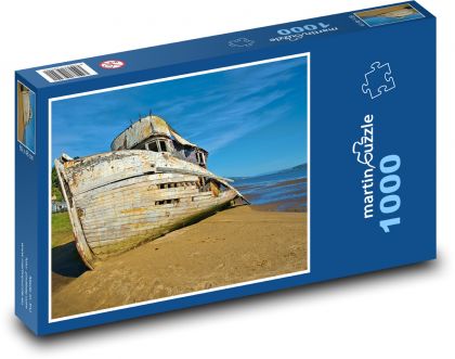 Loď - vrak, pobrežie - Puzzle 1000 dielikov, rozmer 60x46 cm