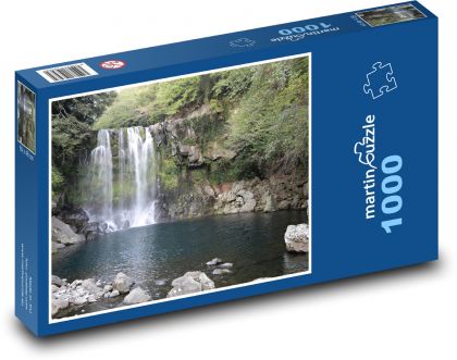 Vodopád - řeka, les - Puzzle 1000 dílků, rozměr 60x46 cm