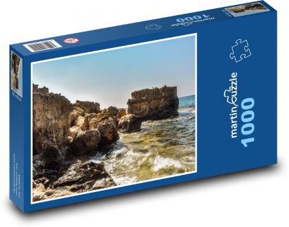 Skalnaté pobřeží - moře, vlny - Puzzle 1000 dílků, rozměr 60x46 cm