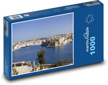 Malta - prístav, domy - Puzzle 1000 dielikov, rozmer 60x46 cm