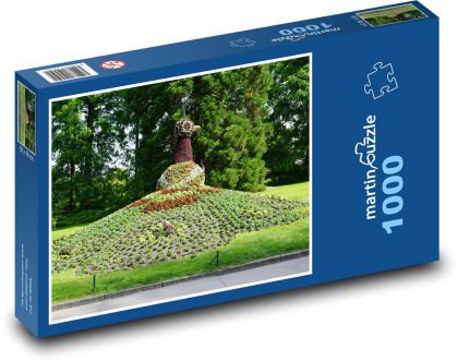 Páv - pták, květiny - Puzzle 1000 dílků, rozměr 60x46 cm