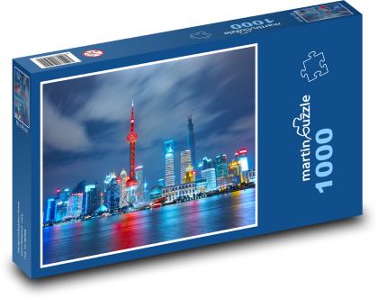 Gebäude bei Nacht - Architektur, Stadt - Puzzle - 1000 Teile