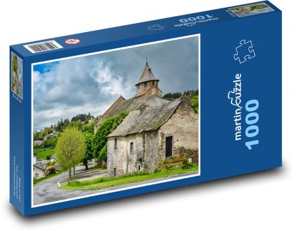 Kirche - altes Haus, Dorf - Puzzle - 1000 Teile