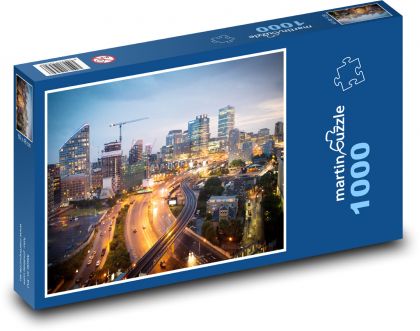 Město - silnice, domy  - puzzle 1000 dílků