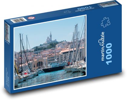 Marseille - přístav, město - Puzzle 1000 dílků, rozměr 60x46 cm