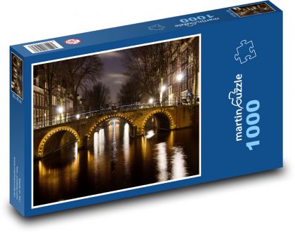 Most - Amsterdam, světla - puzzle 1000 dílků