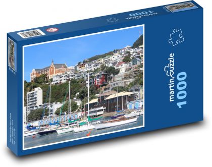 Wellington - Nový Zéland, lodě - Puzzle 1000 dílků, rozměr 60x46 cm